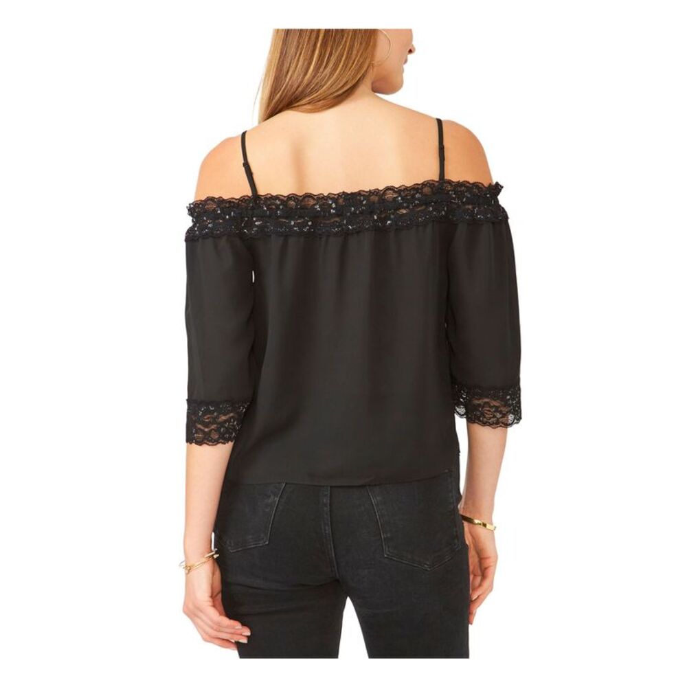 28TH & PARK Womens Top Spaghetti Strap Off Shoulder Party Elbow Sleeve - Picture 2 of 5